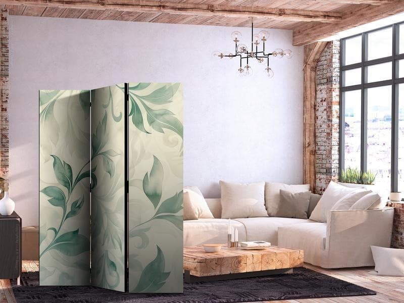 Paravento - Watercolor Botanical Motif - Delicate Green and Beige Leaves in Paraventi Collezione Casa - Trebisacce, commercioVirtuoso.it