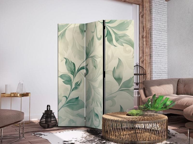 Paravento - Watercolor Botanical Motif - Delicate Green and Beige Leaves in Paraventi Collezione Casa - Trebisacce, commercioVirtuoso.it