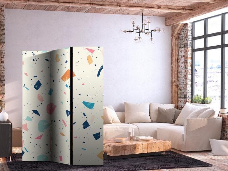 Paravento - Terrazzo with Multicolored - Large Elements - Cheerful Pattern on a Light Background in Paraventi Collezione Casa - Trebisacce, commercioVirtuoso.it
