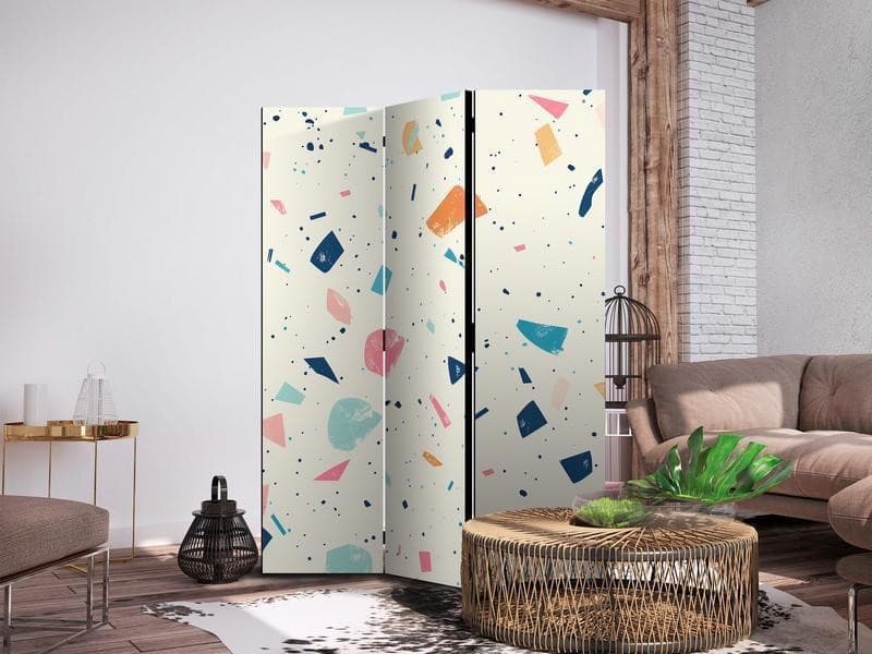 Paravento - Terrazzo with Multicolored - Large Elements - Cheerful Pattern on a Light Background in Paraventi Collezione Casa - Trebisacce, commercioVirtuoso.it