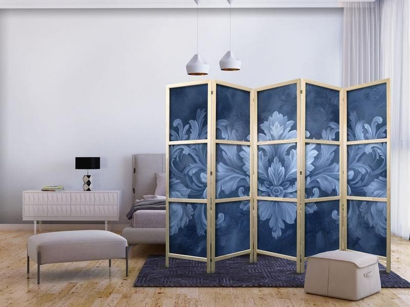 Paravento giapponese eleganza in blu e tonalità fredde cinque ante in Paraventi Collezione Casa - Trebisacce, commercioVirtuoso.it