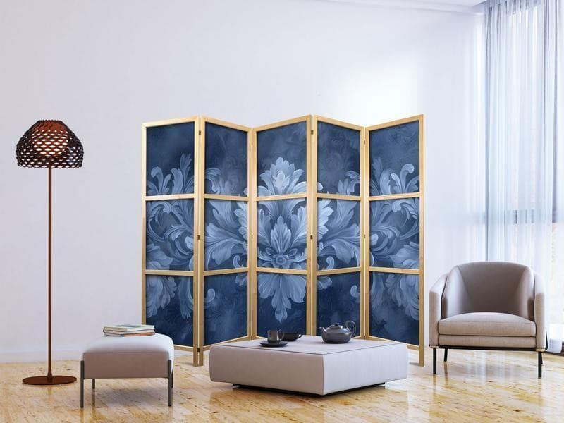 Paravento giapponese eleganza in blu e tonalità fredde cinque ante in Paraventi Collezione Casa - Trebisacce, commercioVirtuoso.it