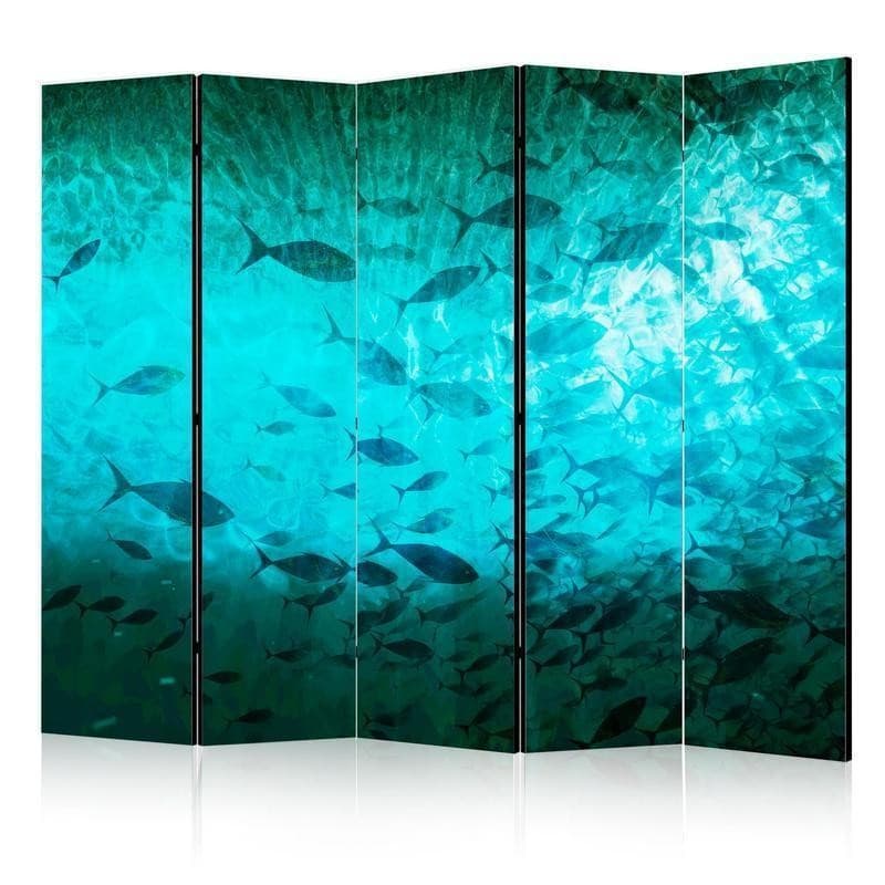 Paravento - Underwater Paradise - Numerous Shoal of Fish in a Beautiful Turquoise-Blue Depth Illuminated by Sunlight in Paraventi Collezione Casa - Trebisacce, commercioVirtuoso.it