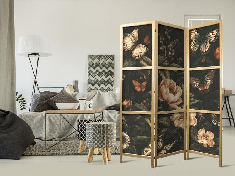 Paravento giapponese Farfalle che volano sui fiori 3 ante in Paraventi Collezione Casa - Trebisacce, commercioVirtuoso.it