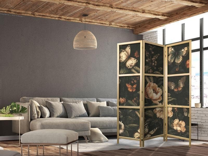Paravento giapponese Farfalle che volano sui fiori 3 ante in Paraventi Collezione Casa - Trebisacce, commercioVirtuoso.it