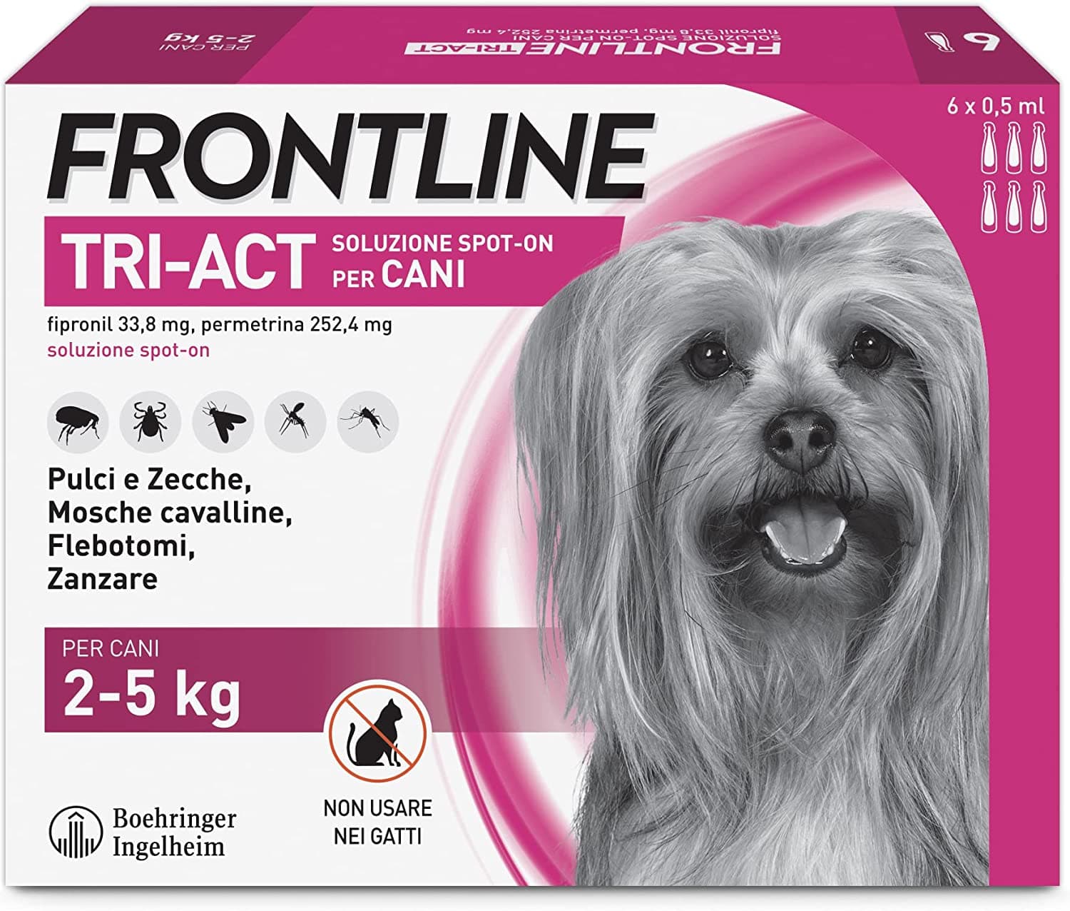 FRONTLINE TRI-ACT SPOT-ON PER CANI "XS" --- da 6 pipette