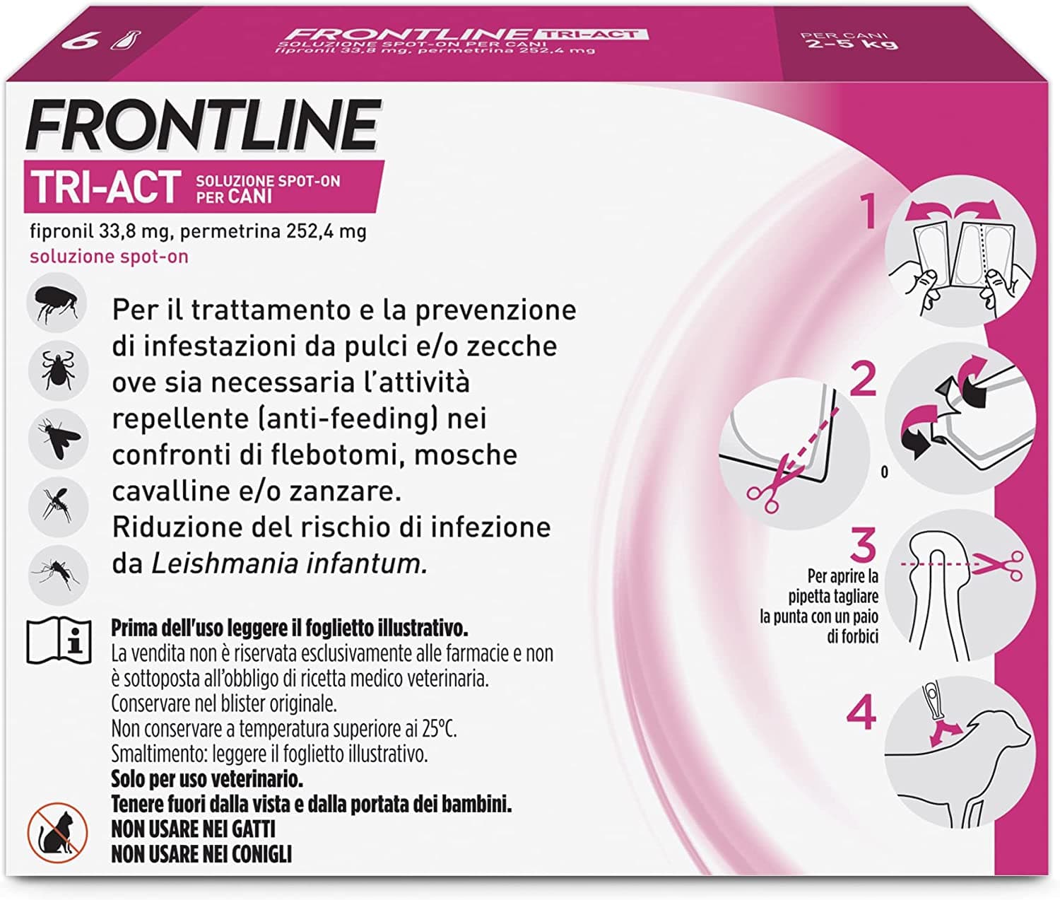 FRONTLINE TRI-ACT SPOT-ON PER CANI "S" - in confezione da 6 pipette in prodotto EuroStore07 - Alatri, commercioVirtuoso.it