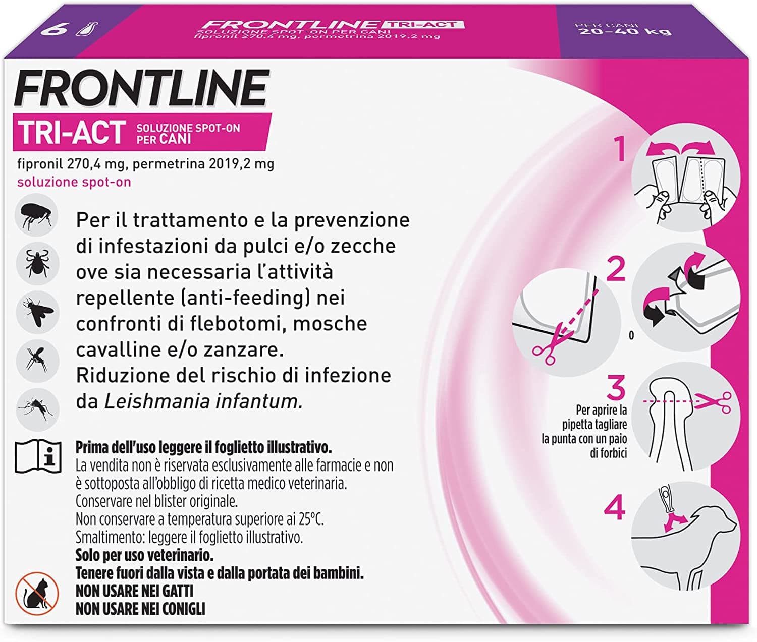 FRONTLINE TRI-ACT SPOT-ON PER CANI "L" -- in confezione da 6 pipette in prodotto EuroStore07 - Alatri, commercioVirtuoso.it
