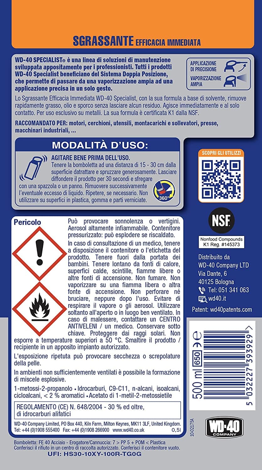 WD-40 SPECIALIST SPRAY SGRASSANTE - - ml.500 in prodotto EuroStore07 - Alatri, commercioVirtuoso.it
