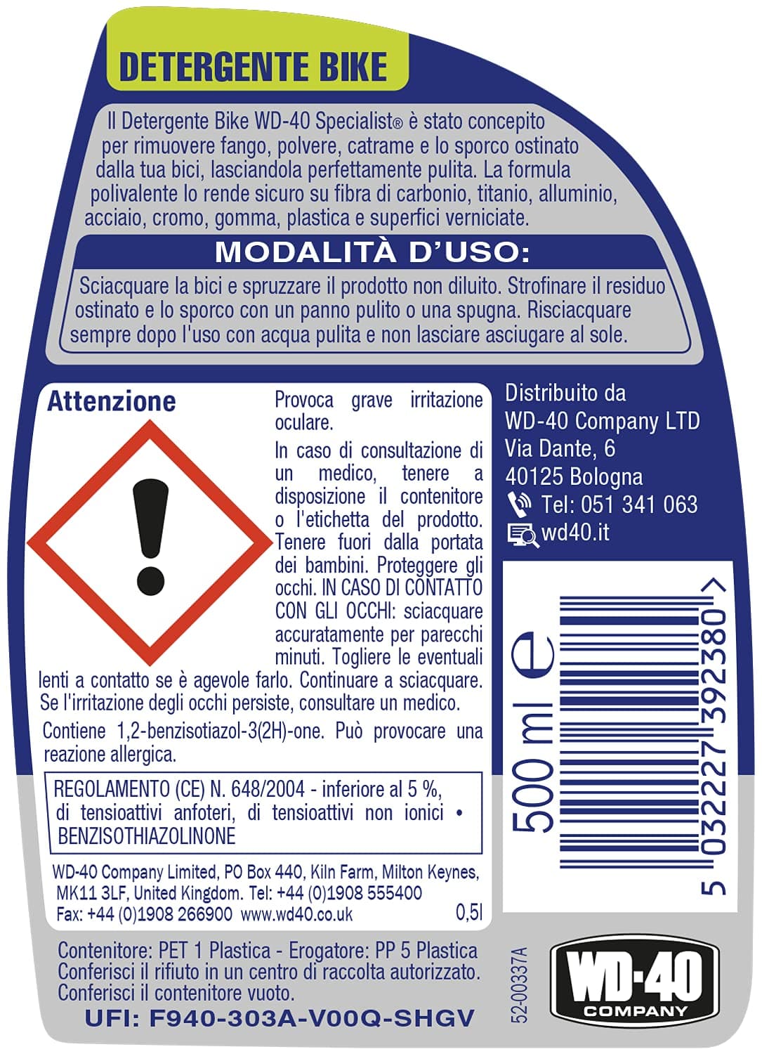 WD-40 SPECIALIST BIKE SPRAY DETERGENTE UNIVERSALE -- - ml.500 spray in prodotto EuroStore07 - Alatri, commercioVirtuoso.it