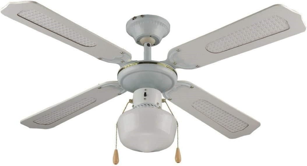 VENTILATORE TIPO LEGNO BIANCO DA SOFFITTO 1 LUCE - - ø 107 cm in prodotto EuroStore07 - Alatri, commercioVirtuoso.it