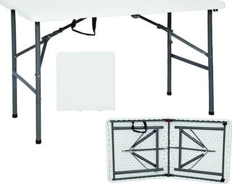 TAVOLO BIRRERIA PIEGHEVOLE IN HDPE colore bianco - CM.122X60X74H. in prodotto EuroStore07 - Alatri, commercioVirtuoso.it
