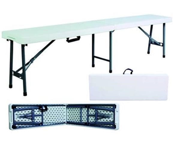 PANCHINA BIRRERIA PIEGHEVOLE IN HDPE colore bianco CM.183X30X42H. in prodotto EuroStore07 - Alatri, commercioVirtuoso.it