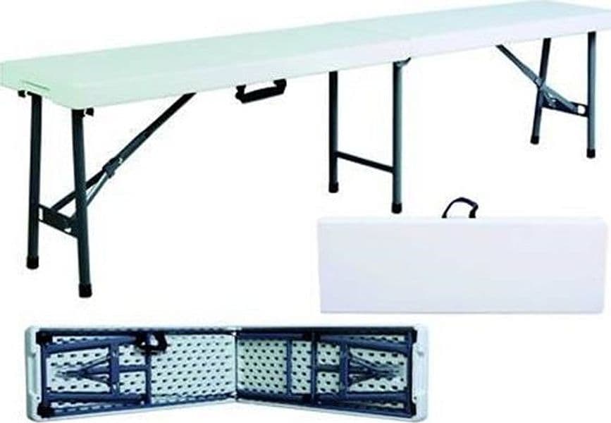 PANCHINA BIRRERIA PIEGHEVOLE IN HDPE colore bianco CM.183X30X42H. in prodotto EuroStore07 - Alatri, commercioVirtuoso.it