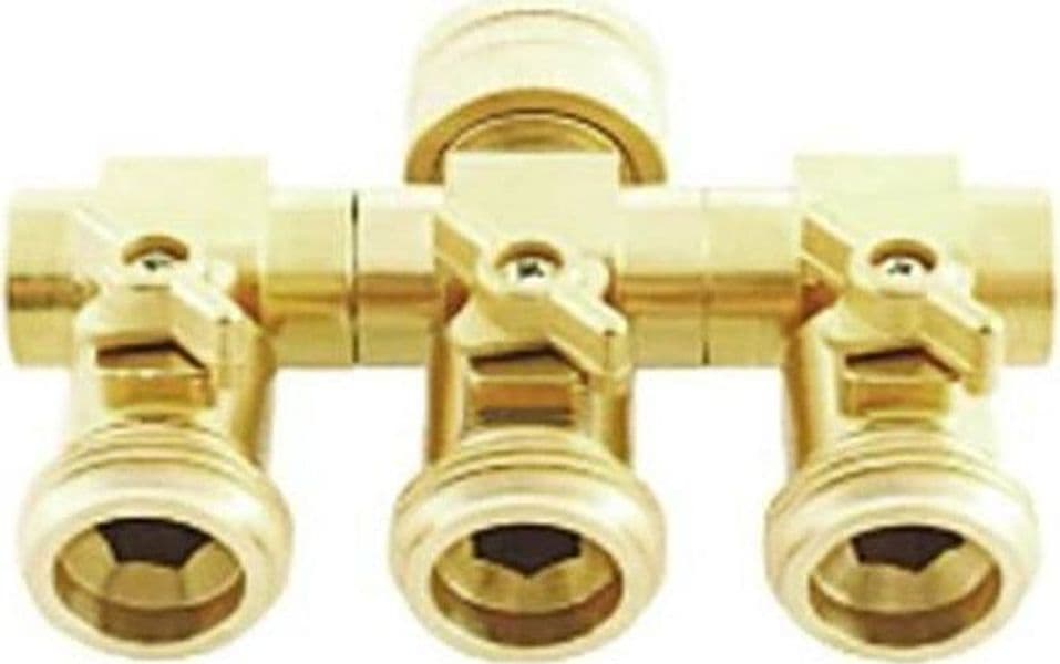 PRESA RUBINETTO IN OTTONE TRE USCITE FILETTATE femmina 3/4" IRRIGAZIONE in prodotto EuroStore07 - Alatri, commercioVirtuoso.it