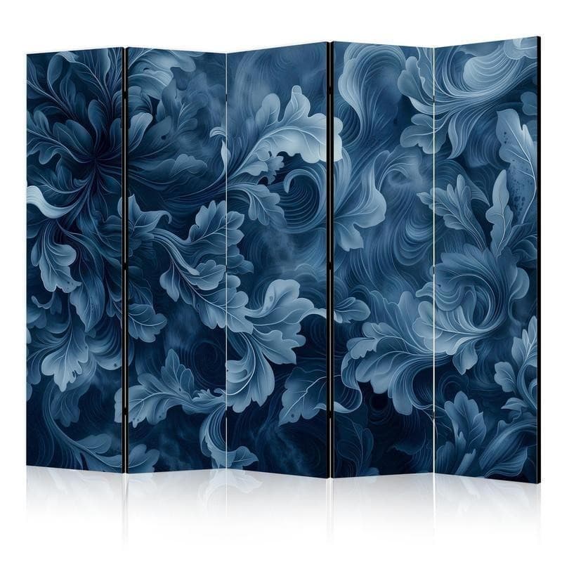 Paravento Foglie vittoriane blu 5 ante