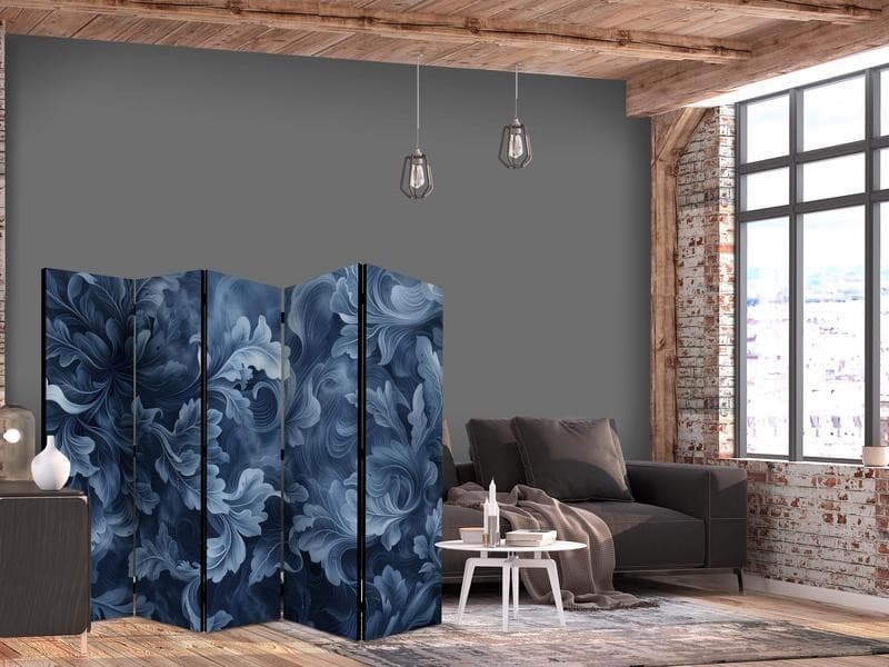 Paravento Foglie vittoriane blu 5 ante in Paraventi Collezione Casa - Trebisacce, commercioVirtuoso.it