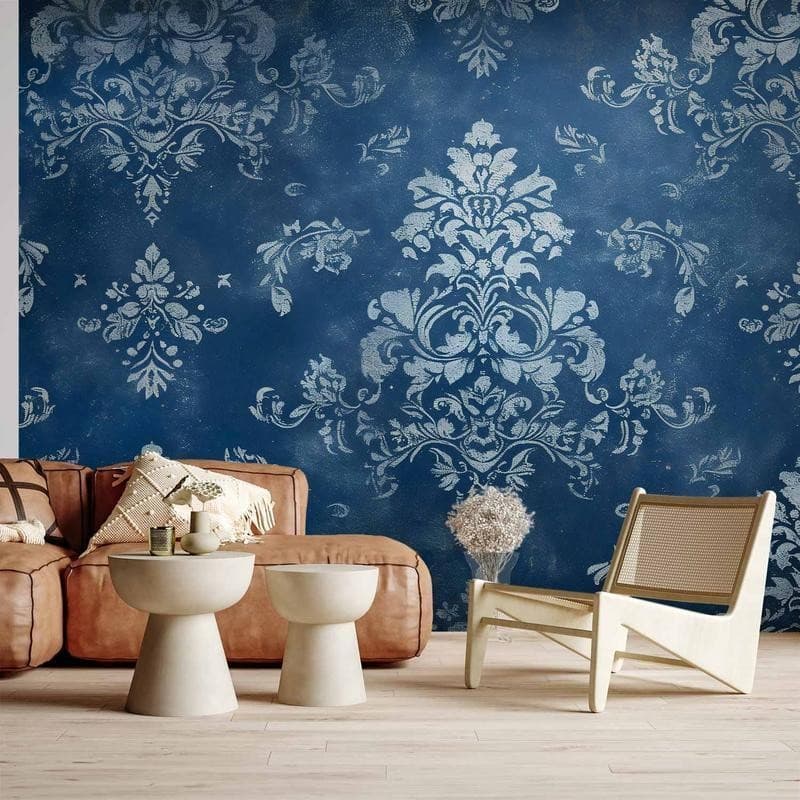 Carta da parati - Retro Ornament Decorative Motif in Worn Blues in Carta da parati Collezione Casa - Trebisacce, commercioVirtuoso.it