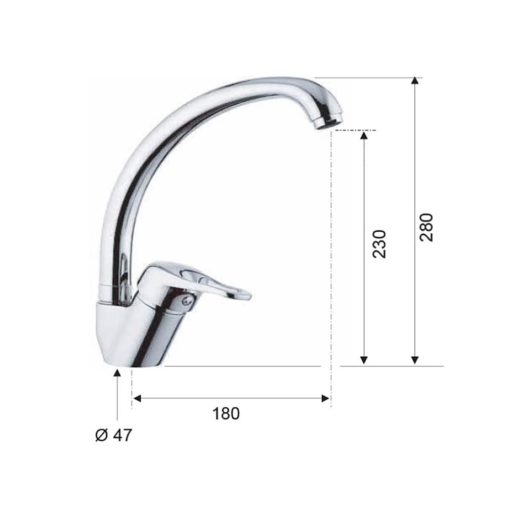 Remer serie Kiss miscelatore per lavello canna alta monocomando finitura cromata lucida in Rubinetti per lavelli da cucina Aloiserw.com - Altomonte, commercioVirtuoso.it