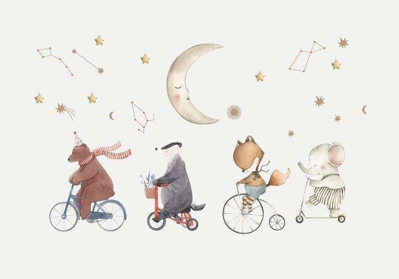 Carta da parati - Subtle Animals Among the Stars (Watercolour) in Carta da parati Collezione Casa - Trebisacce, commercioVirtuoso.it