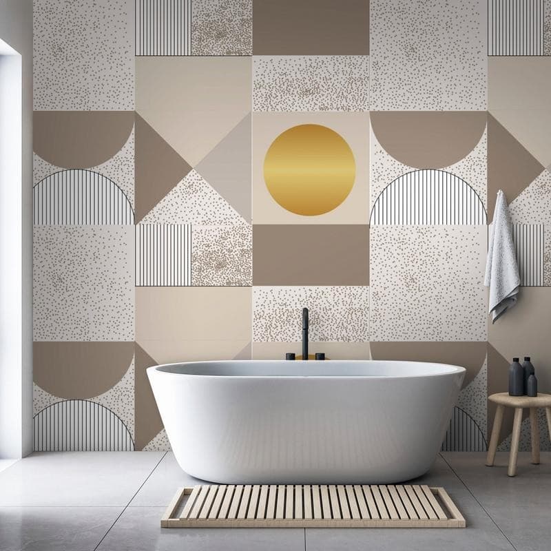 Carta da parati - Beige and Gold Geometric Pattern in Carta da parati Collezione Casa - Trebisacce, commercioVirtuoso.it
