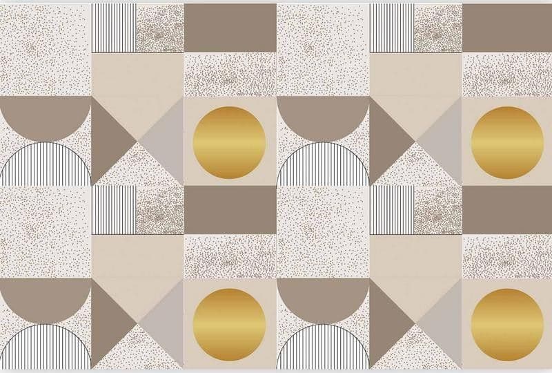 Carta da parati - Beige and Gold Geometric Pattern in Carta da parati Collezione Casa - Trebisacce, commercioVirtuoso.it