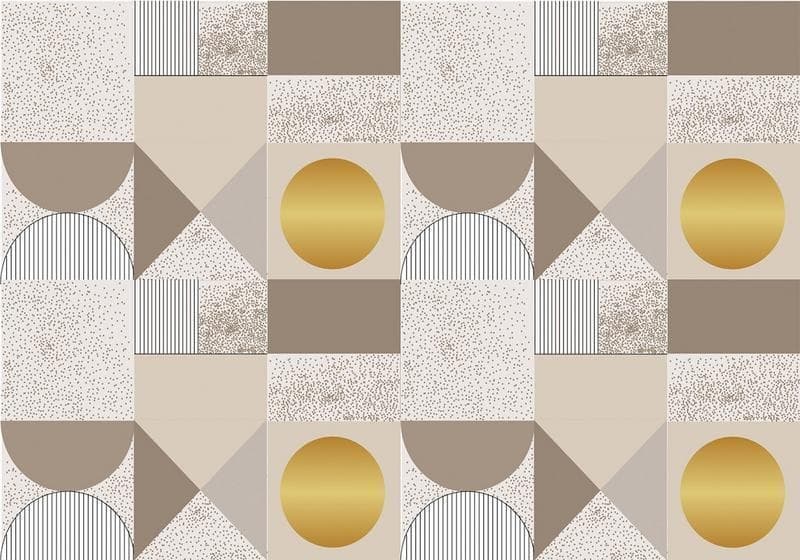 Carta da parati - Beige and Gold Geometric Pattern in Carta da parati Collezione Casa - Trebisacce, commercioVirtuoso.it