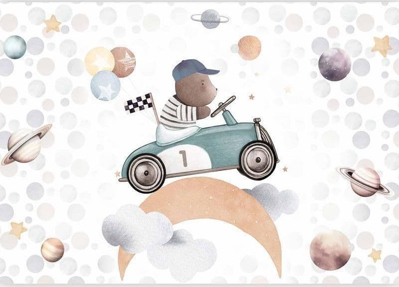 Carta da parati - Teddy Bear in a Racing Car in Carta da parati Collezione Casa - Trebisacce, commercioVirtuoso.it