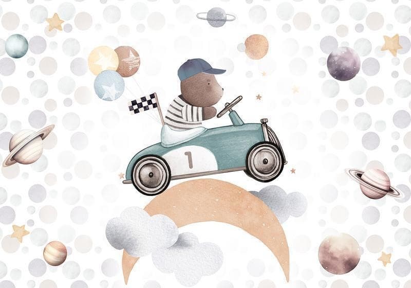 Carta da parati - Teddy Bear in a Racing Car in Carta da parati Collezione Casa - Trebisacce, commercioVirtuoso.it