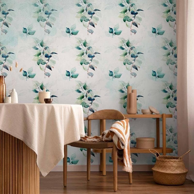 Carta da parati - Mint nature - uniform pattern in floral motif with green leaves in Carta da parati Collezione Casa - Trebisacce, commercioVirtuoso.it