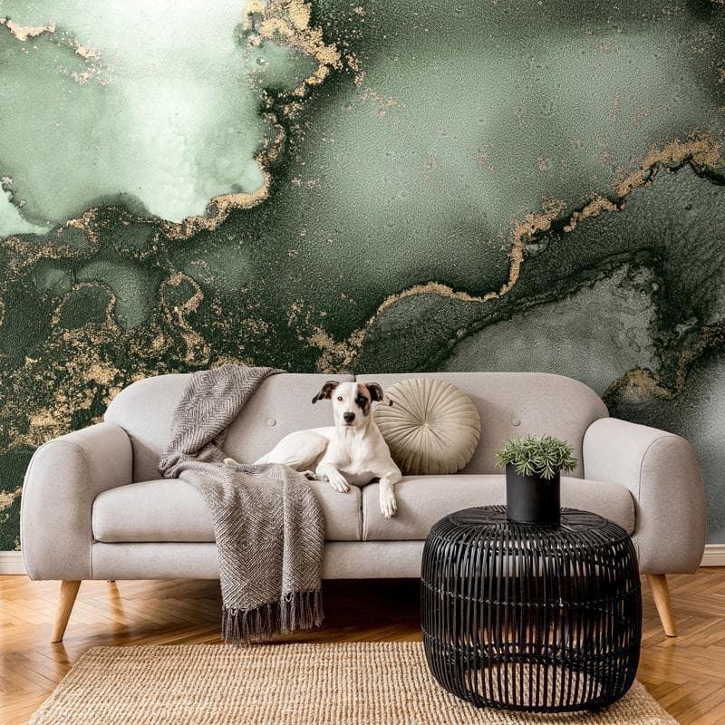 Carta da parati - Green Watercolour - Abstraction Inspired by Marble Structure in Carta da parati Collezione Casa - Trebisacce, commercioVirtuoso.it
