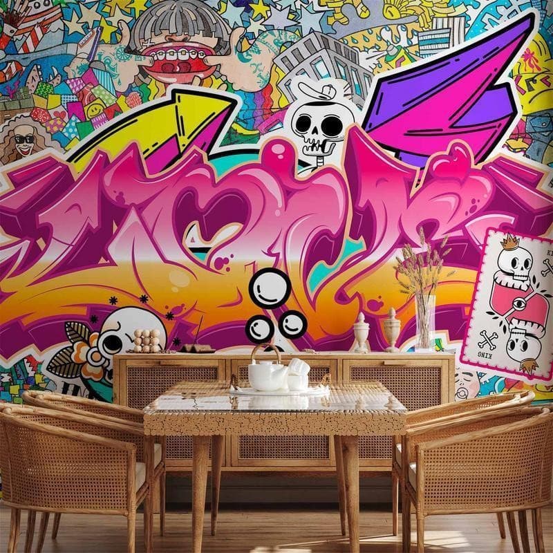 Carta da parati - Street art - abstract urban colour graffiti mural with lettering in Carta da parati Collezione Casa - Trebisacce, commercioVirtuoso.it