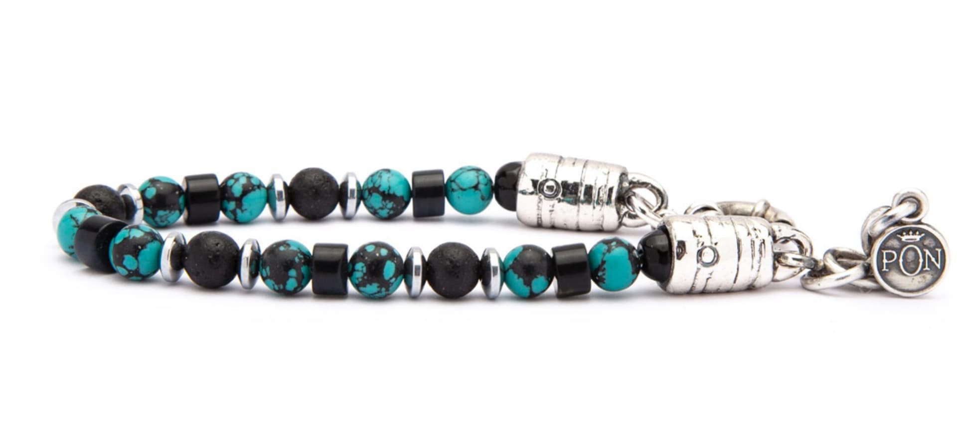 Portonovo   Bracciale Uomo Classic Verde Maculato Dischetto Onice Nero in Bracciali Alba Gioielli - Casoria, commercioVirtuoso.it