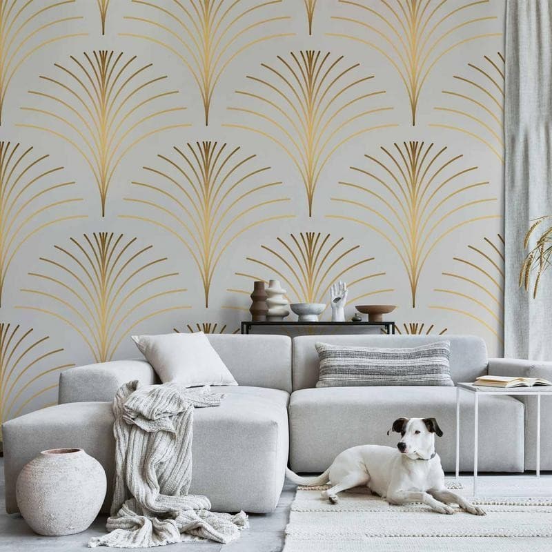 Carta da parati - Gold Linear Pattern on Marble Background in Carta da parati Collezione Casa - Trebisacce, commercioVirtuoso.it