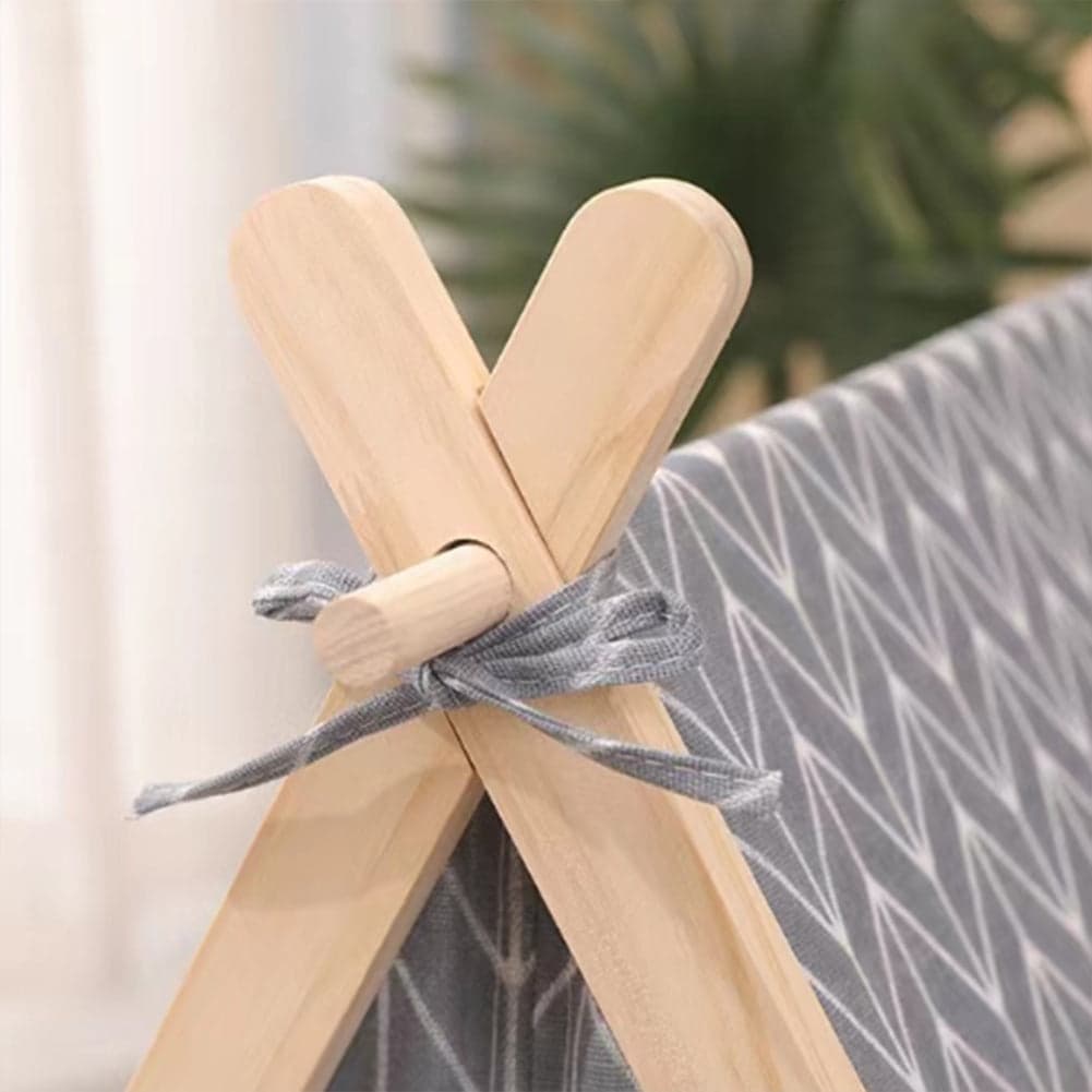 Tenda da Gioco per Animali Domestici Interni o Esterni in Legno e Tessuto Grigio in Casette per cani Esplodia - Napoli, commercioVirtuoso.it