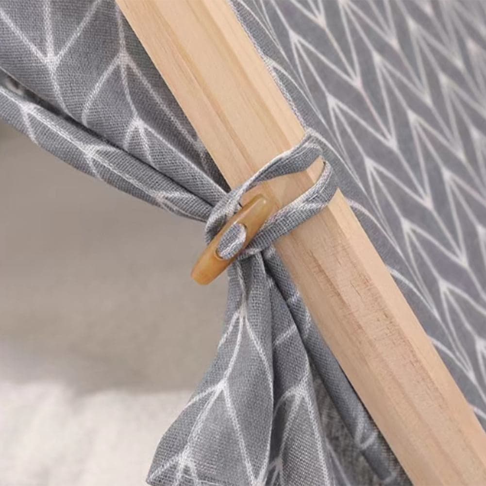 Tenda da Gioco per Animali Domestici Interni o Esterni in Legno e Tessuto Grigio in Casette per cani Esplodia - Napoli, commercioVirtuoso.it