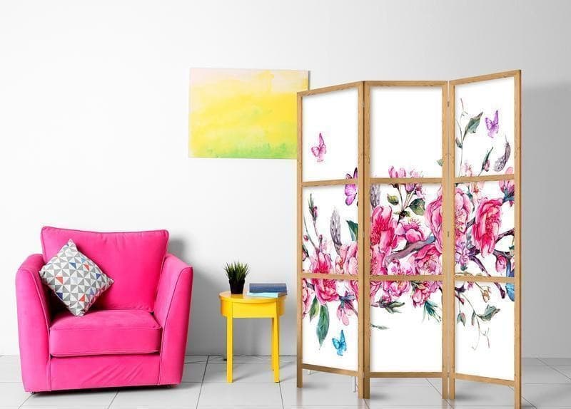 Paravento giapponese Ramo di fiori e farfalle 3 ante in Paraventi Collezione Casa - Trebisacce, commercioVirtuoso.it