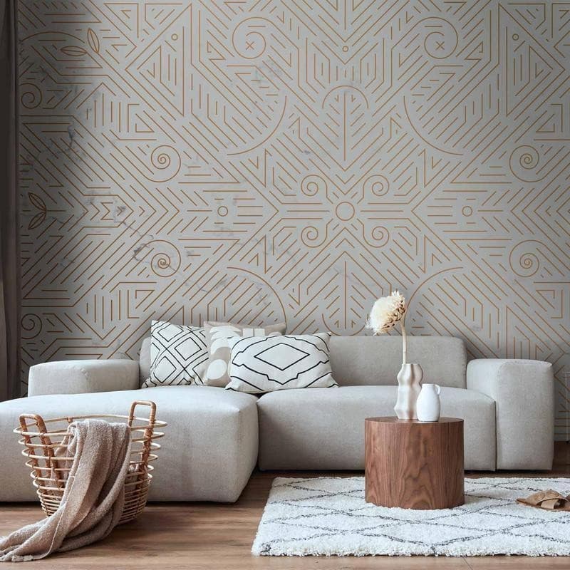 Carta da parati - Geometric Pattern Shades of Gold and Marble Stone in Carta da parati Collezione Casa - Trebisacce, commercioVirtuoso.it