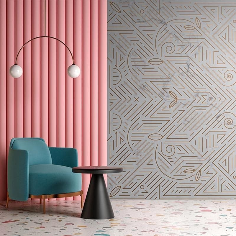 Carta da parati - Geometric Pattern Shades of Gold and Marble Stone in Carta da parati Collezione Casa - Trebisacce, commercioVirtuoso.it