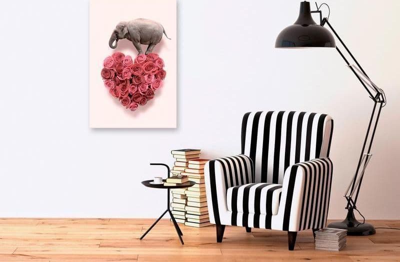 Quadro - Elephant Lover (1-part) - Elephant Amid Pink Flowers in Poster e stampe Collezione Casa - Trebisacce, commercioVirtuoso.it