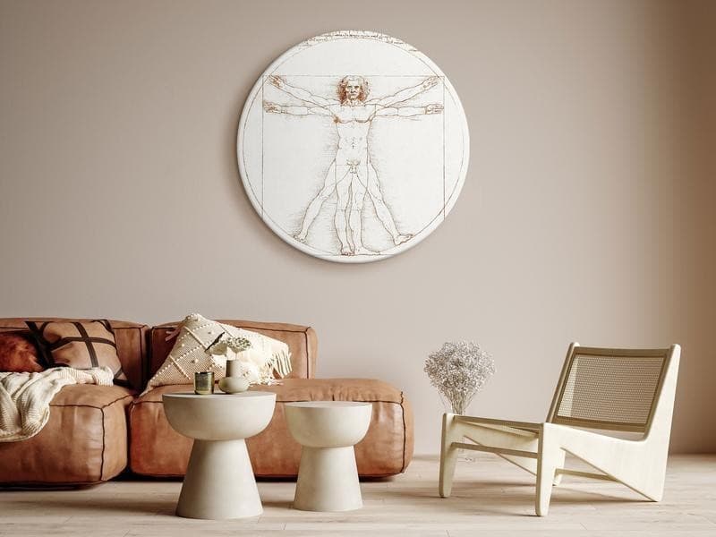 Quadro rotondo - Vitruvian Man by Leonardo Da Vinci - A Drawing of the Proportions of a Man’s Body in Poster e stampe Collezione Casa - Trebisacce, commercioVirtuoso.it