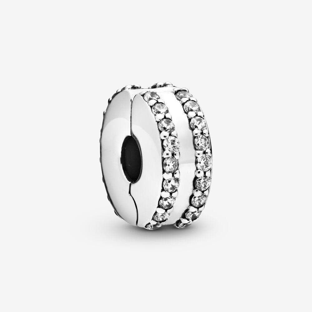 PANDORA Clip con doppia striscia di pavé