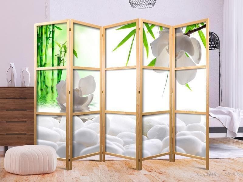 Paravento giapponese Pietre bianche e bambù 5 ante in Paraventi Collezione Casa - Trebisacce, commercioVirtuoso.it
