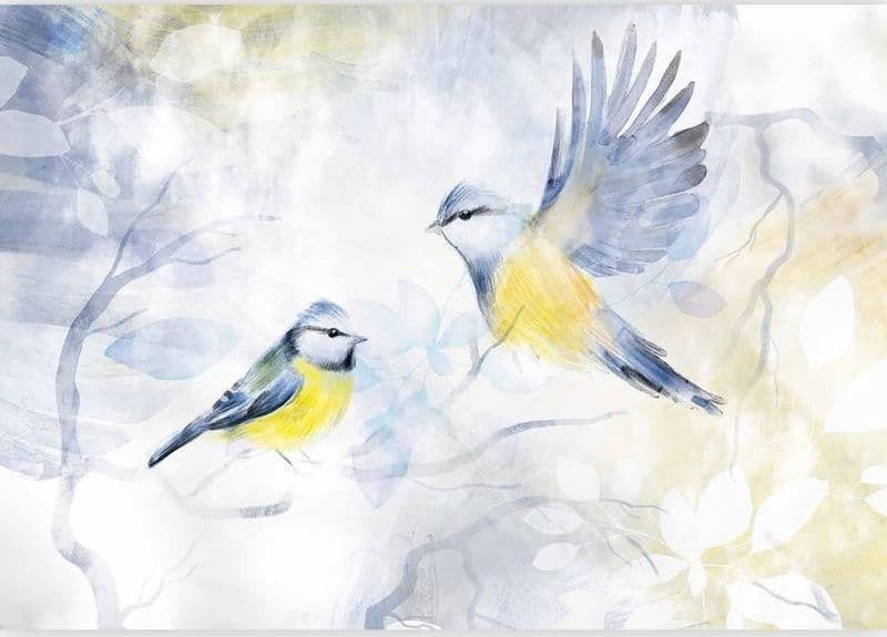 Carta da parati - Watercolor Tit - First Variant in Carta da parati Collezione Casa - Trebisacce, commercioVirtuoso.it