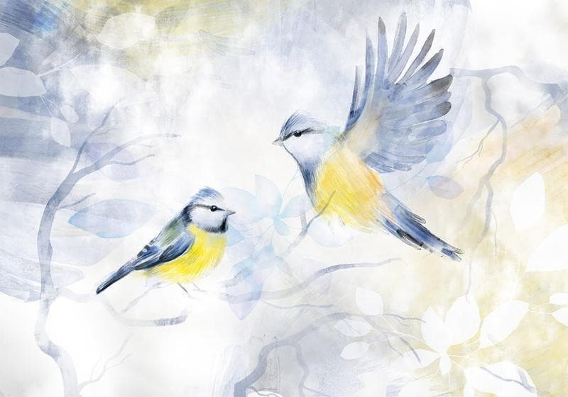 Carta da parati - Watercolor Tit - First Variant in Carta da parati Collezione Casa - Trebisacce, commercioVirtuoso.it