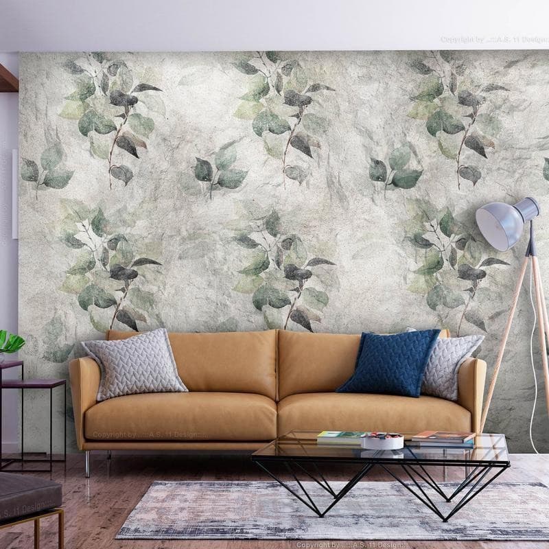Carta da parati - Statue of nature - plant motif with green leaves with grey patterns in Carta da parati Collezione Casa - Trebisacce, commercioVirtuoso.it