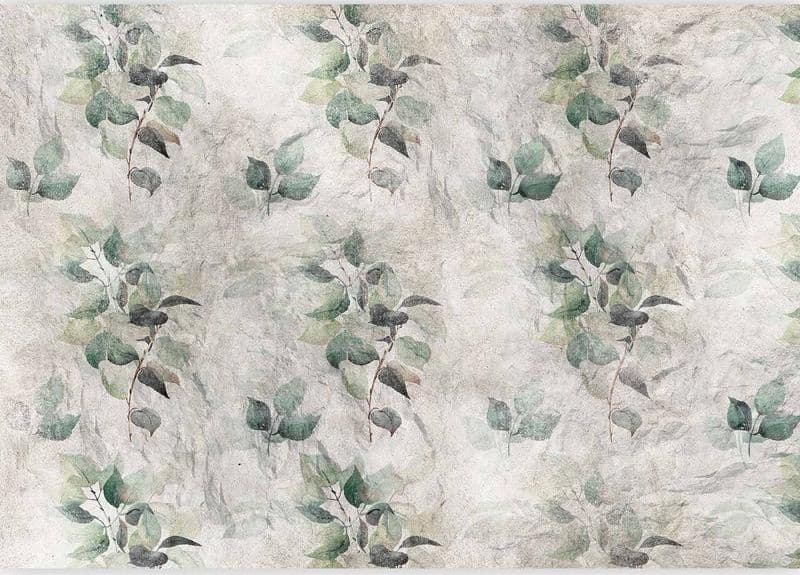 Carta da parati - Statue of nature - plant motif with green leaves with grey patterns in Carta da parati Collezione Casa - Trebisacce, commercioVirtuoso.it