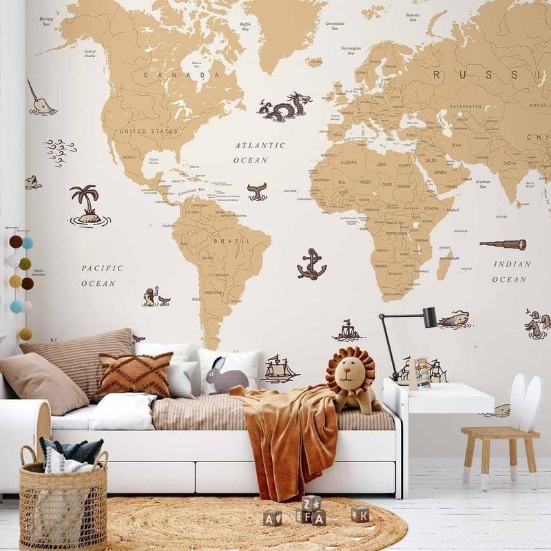 Carta da parati - Sea Wolf Map - Countries With Pirate Illustrations in Carta da parati Collezione Casa - Trebisacce, commercioVirtuoso.it