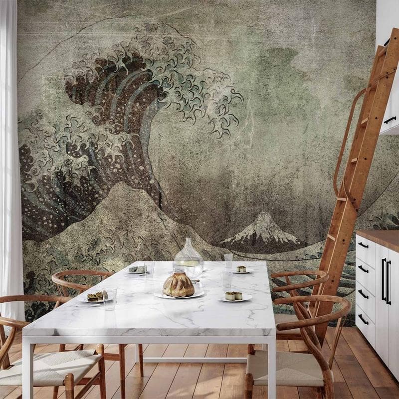 Carta da parati - Great wave in Kanagwa in retro style - landscape of rough sea in Carta da parati Collezione Casa - Trebisacce, commercioVirtuoso.it