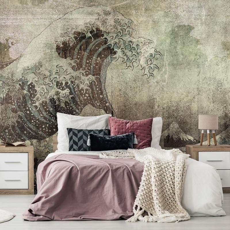 Carta da parati - Great wave in Kanagwa in retro style - landscape of rough sea in Carta da parati Collezione Casa - Trebisacce, commercioVirtuoso.it